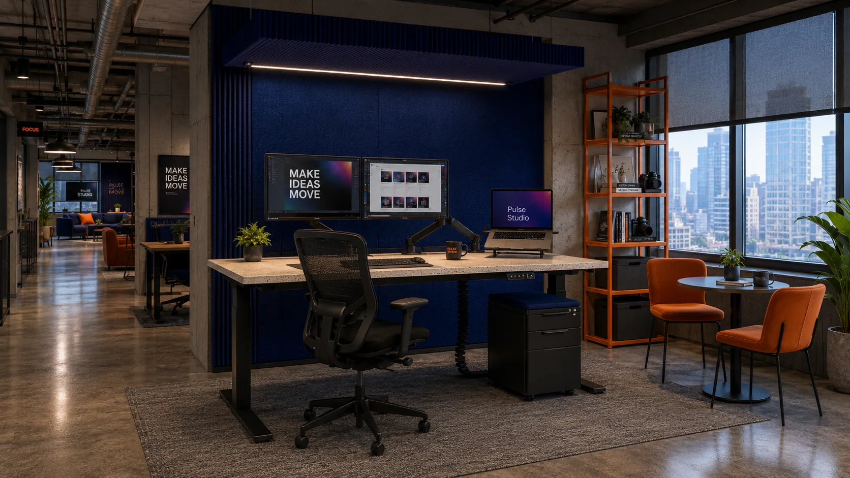Pulse Studio — ergonomiczne stanowisko pracy z dwoma monitorami